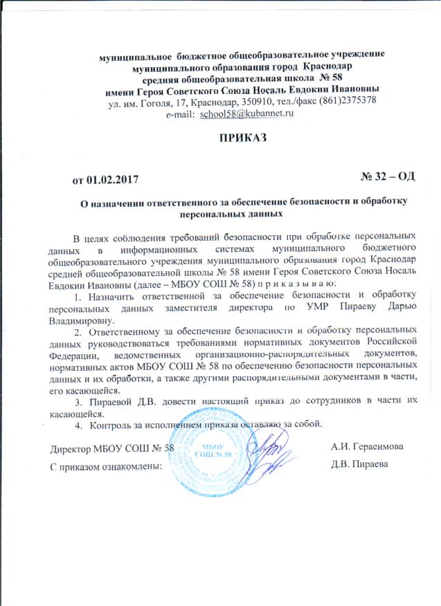 Инструкция ответственного за организацию обработки персональных данных образец